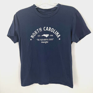 Wrangler Rooted North Carolina Graphic Tee Mens L Blue Cotton Heritage USA